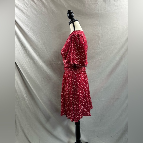 Heart Pattern Ruffle Sleeve Dress Red - Picture 8 of 9